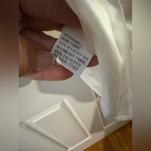 Zara silk short sleeve button down blouse oversized small white cream - Picture 5 of 10